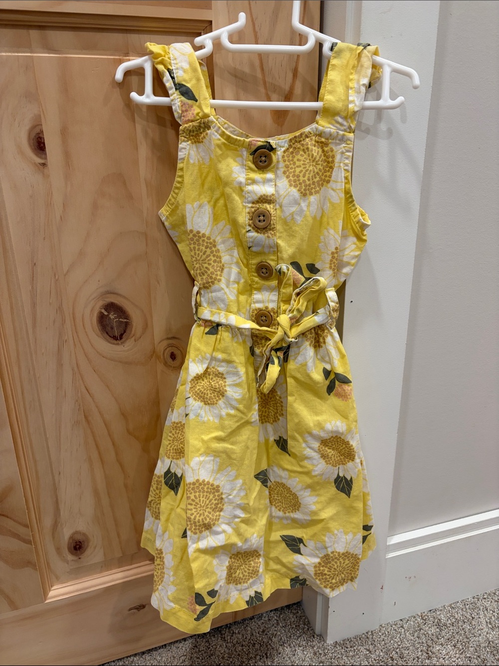 Carter's Yellow Sunflower Print Cotton Dress with Tie